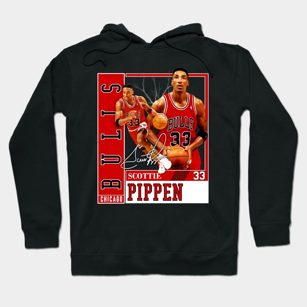 Scottie Pippen Basketball Legend Signature Vintage Retro 80s 90s Bootleg Rap Style Hoodie by CarDE